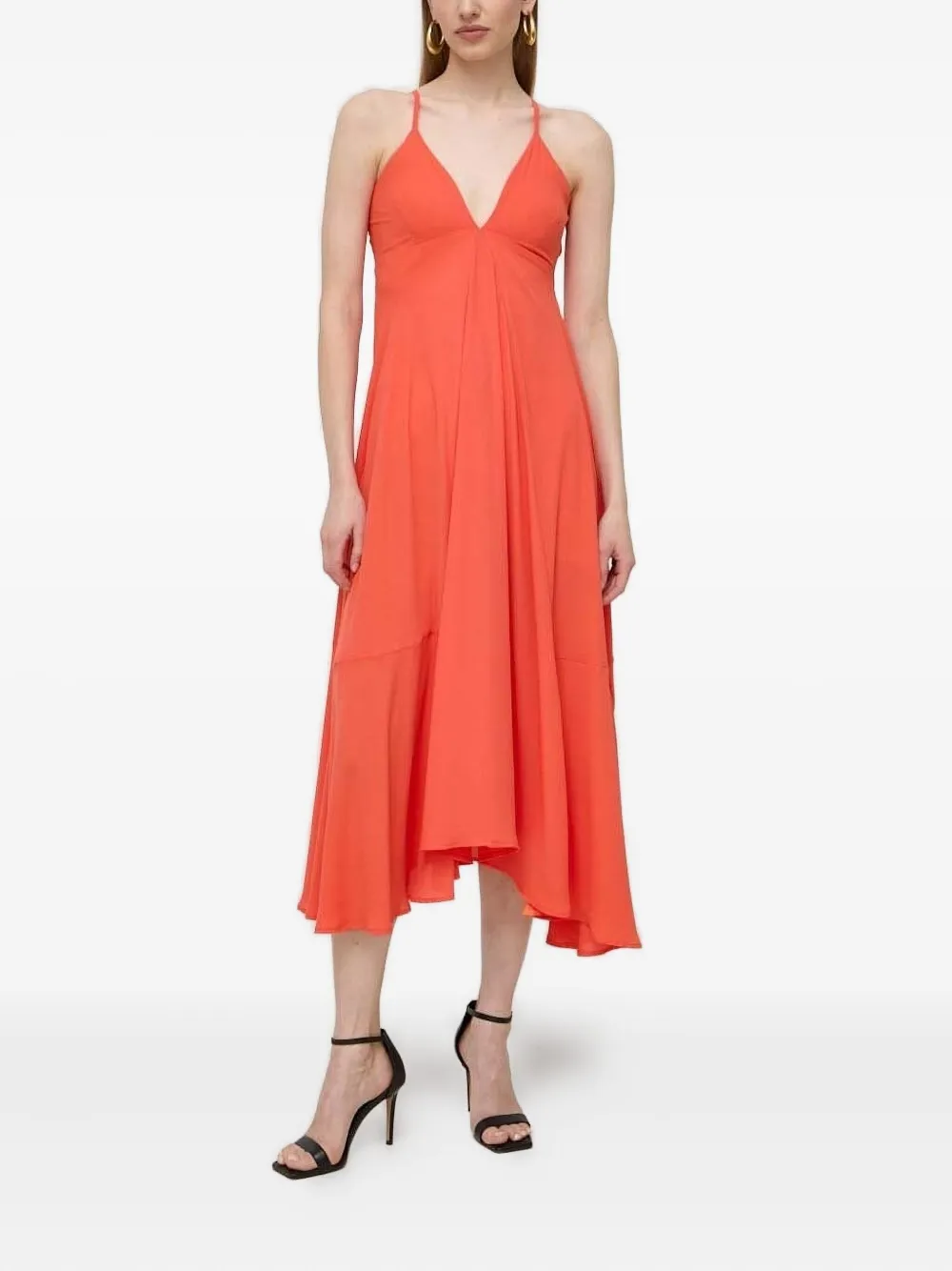 Silvian Heach V-neck Midi Dress In Orange