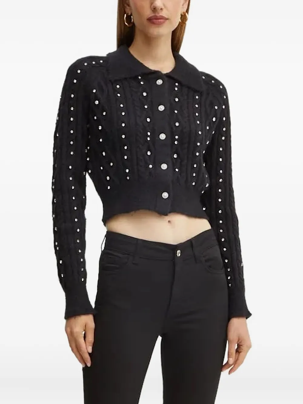Silvian Heach cable-knit cardigan | Black | Image 1