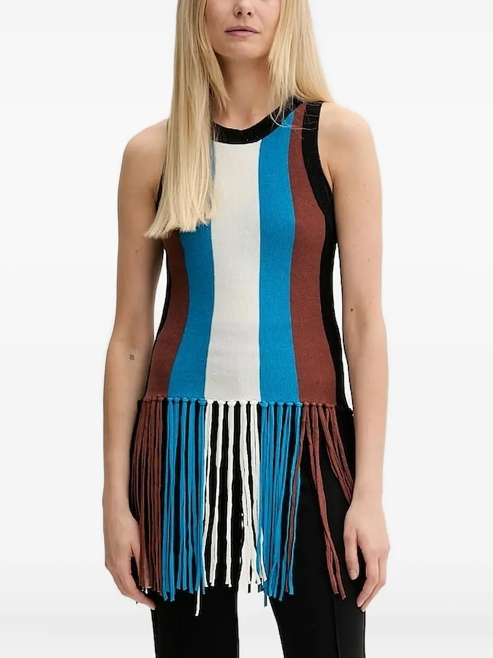 Silvian Heach Gestreepte tanktop met franje Blauw