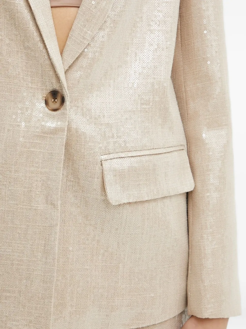 Silvian Heach Sequin-embellished Single-breasted Blazer In Neutral