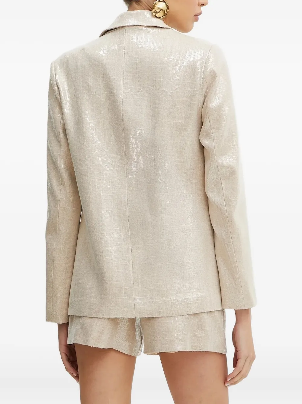 Silvian Heach Sequin-embellished Single-breasted Blazer In Neutral
