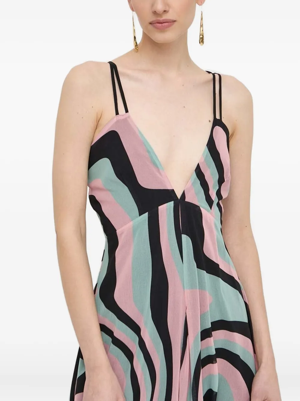 Silvian Heach Geometric-print Midi Dress In Multi
