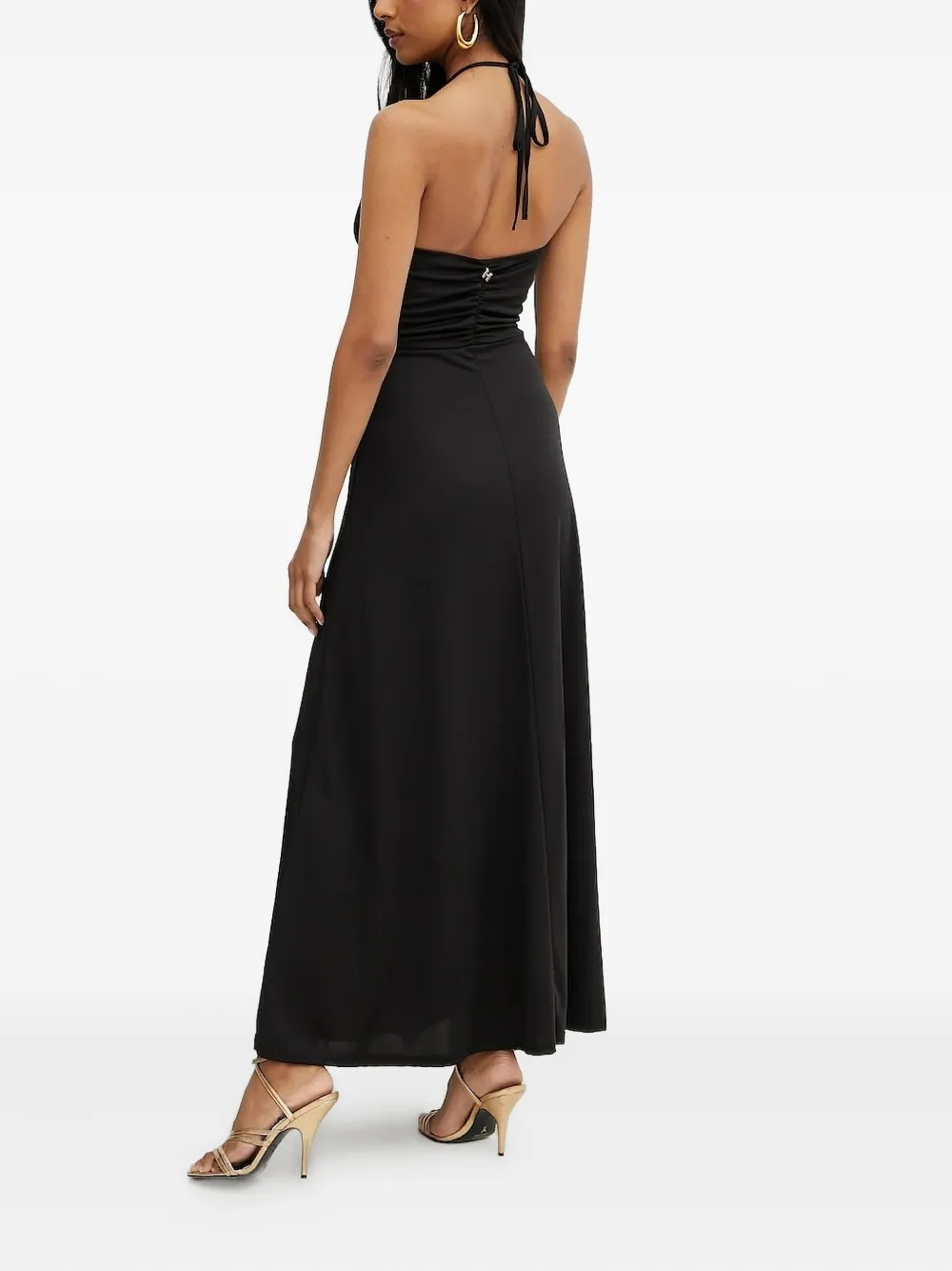 Silvian Heach Halter-neck Gathered Maxi Dress In Black