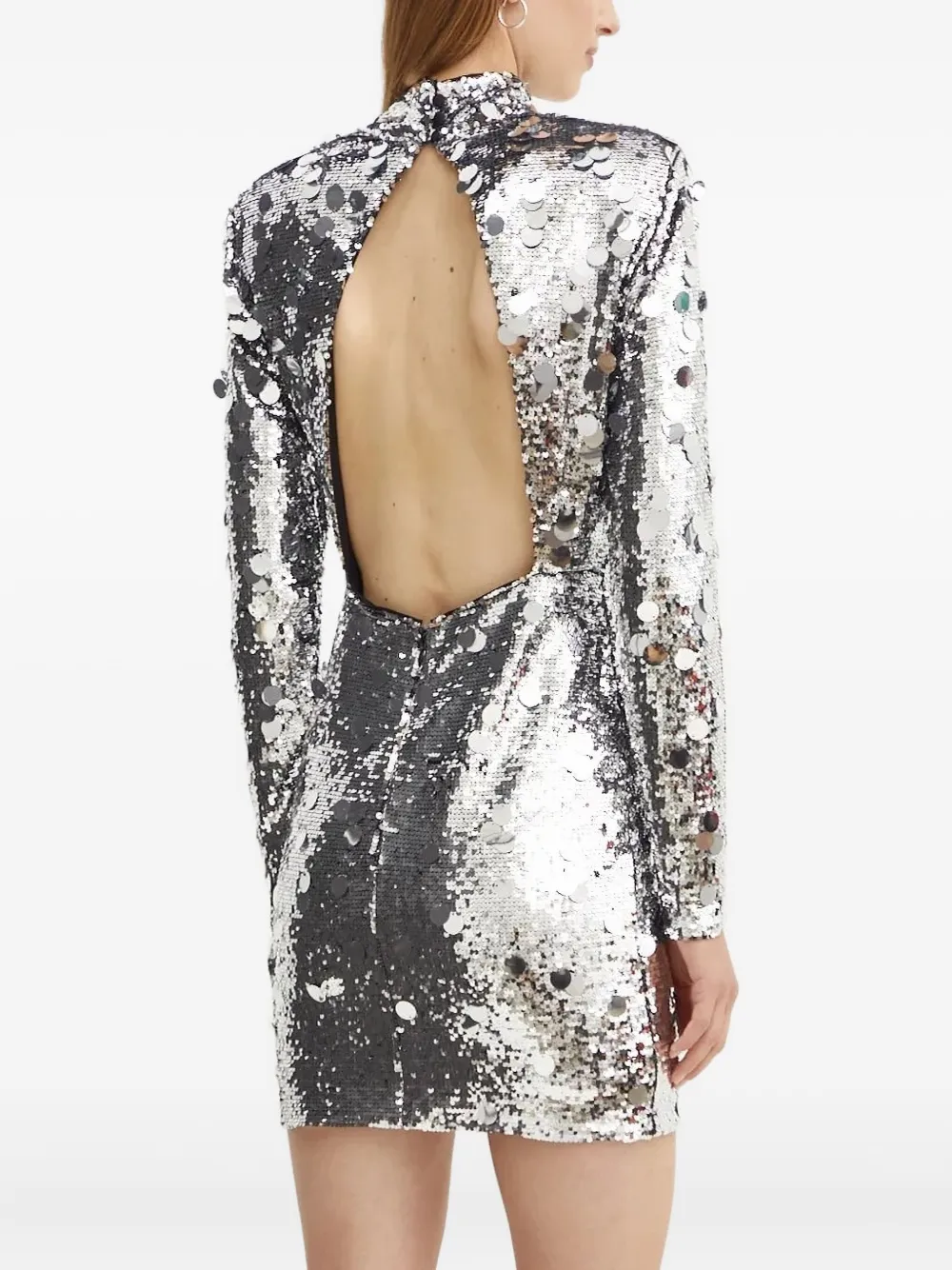 Silvian Heach Mini-jurk met pailletten en hoge hals - Zilver