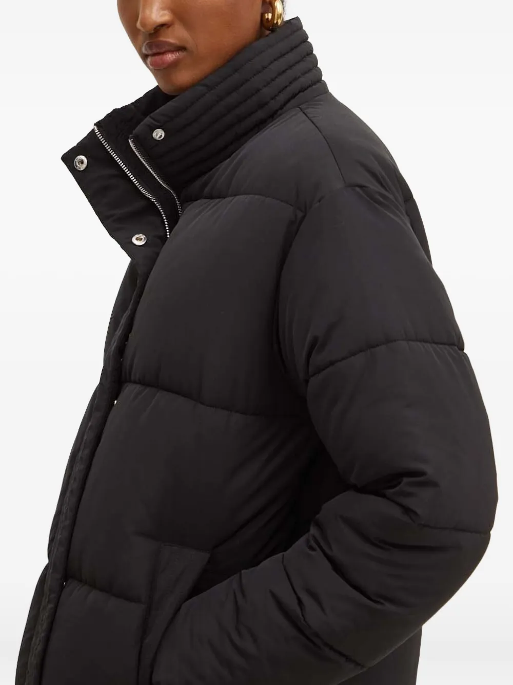 Silvian Heach Quilted High-neck Padded Coat In Black
