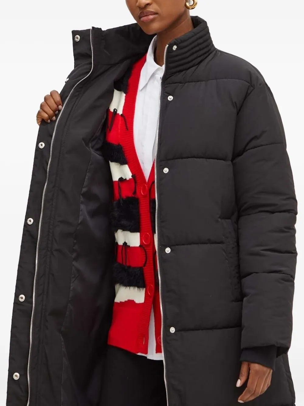 Silvian Heach Quilted High-neck Padded Coat In Black