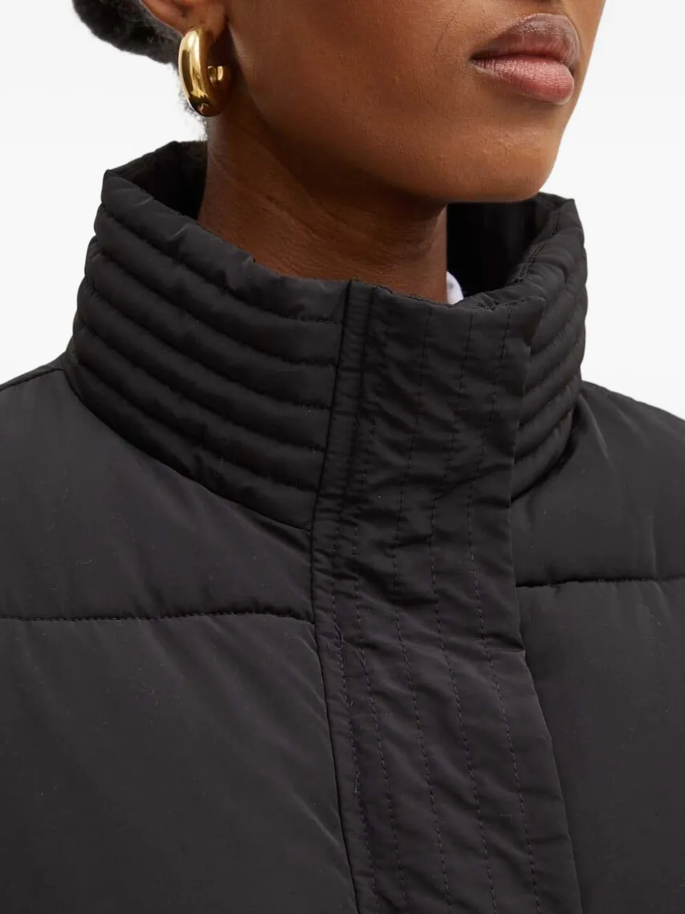 Silvian Heach Quilted High-neck Padded Coat In Black