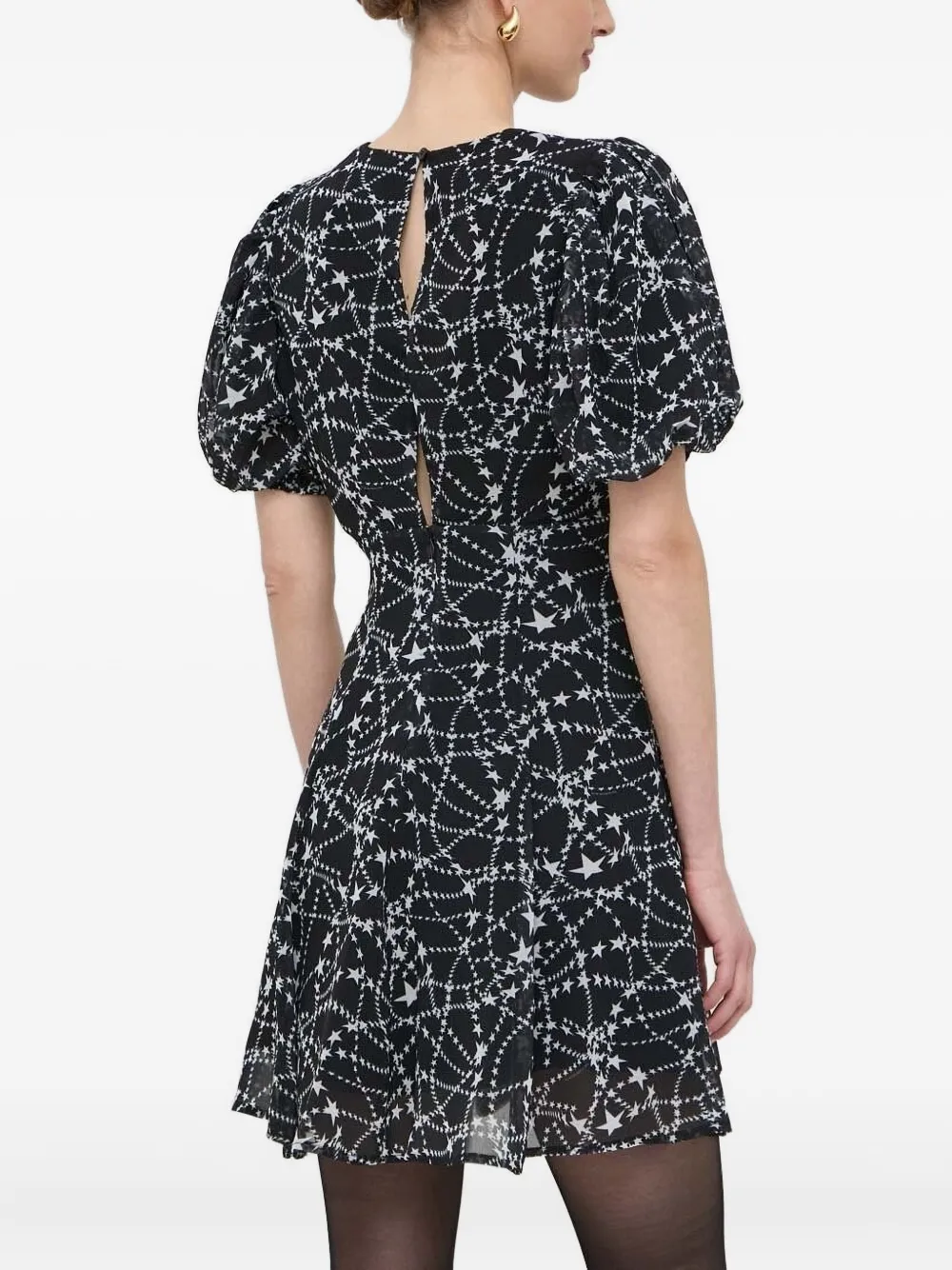 Silvian Heach Puff-sleeve Star-print Dress In Multi