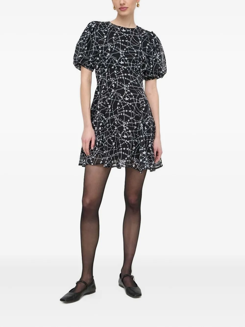 Silvian Heach Puff-sleeve Star-print Dress In Multi