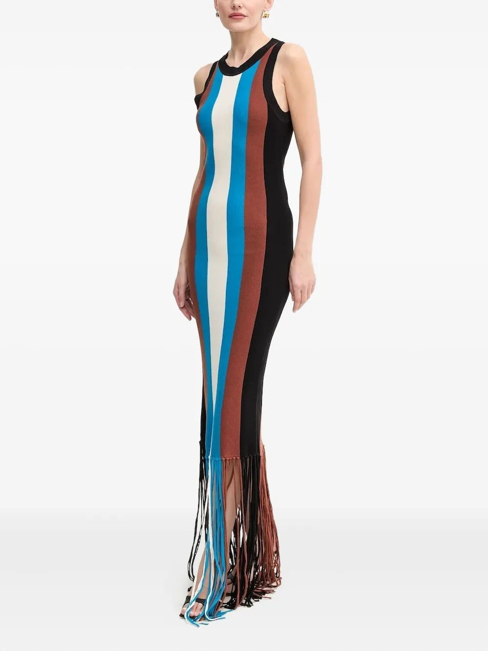 Silvian Heach Gestreepte maxi-jurk met franje - Blauw