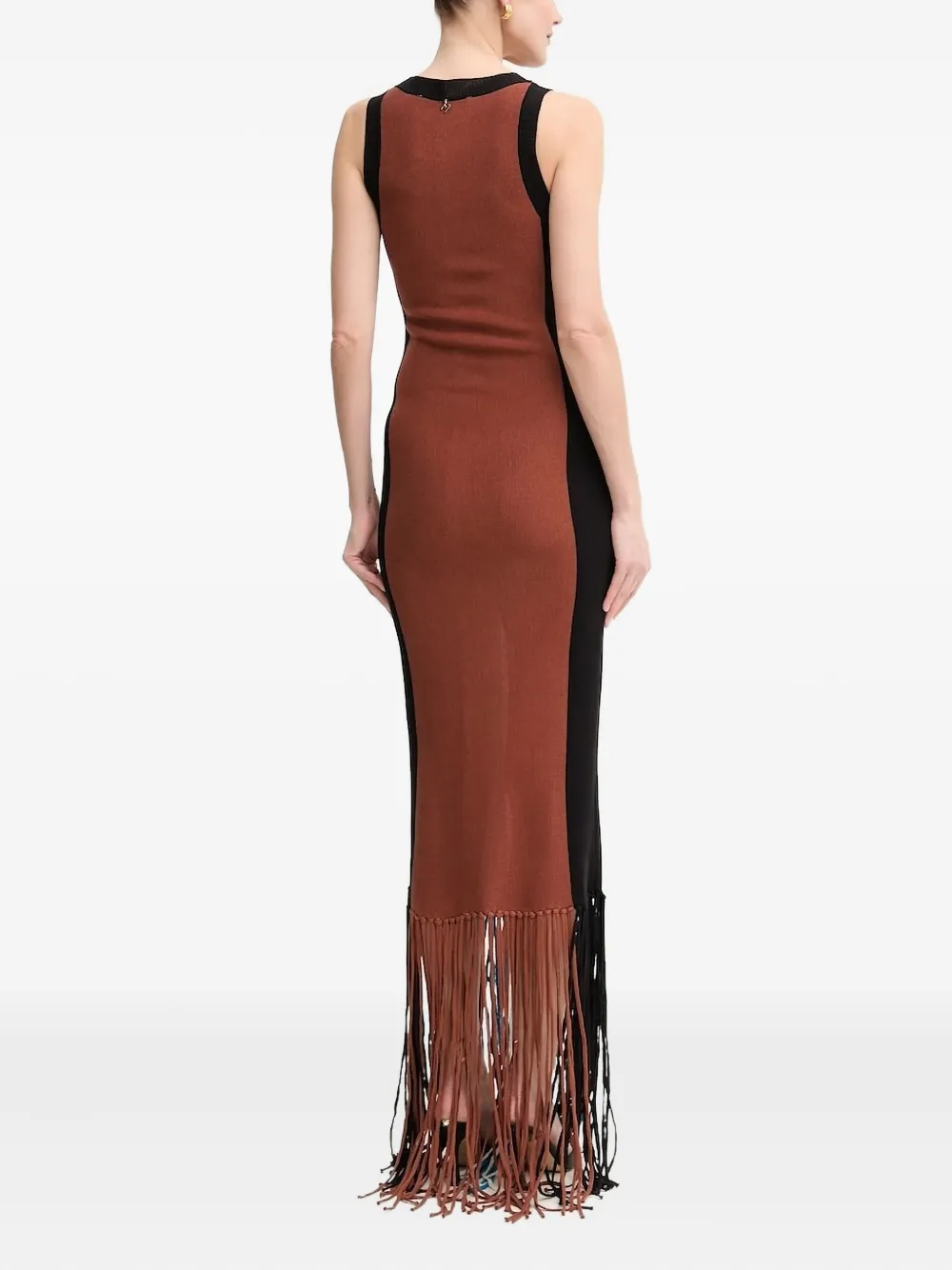 Silvian Heach Striped-pattern Fringe Maxi Dress In Blue