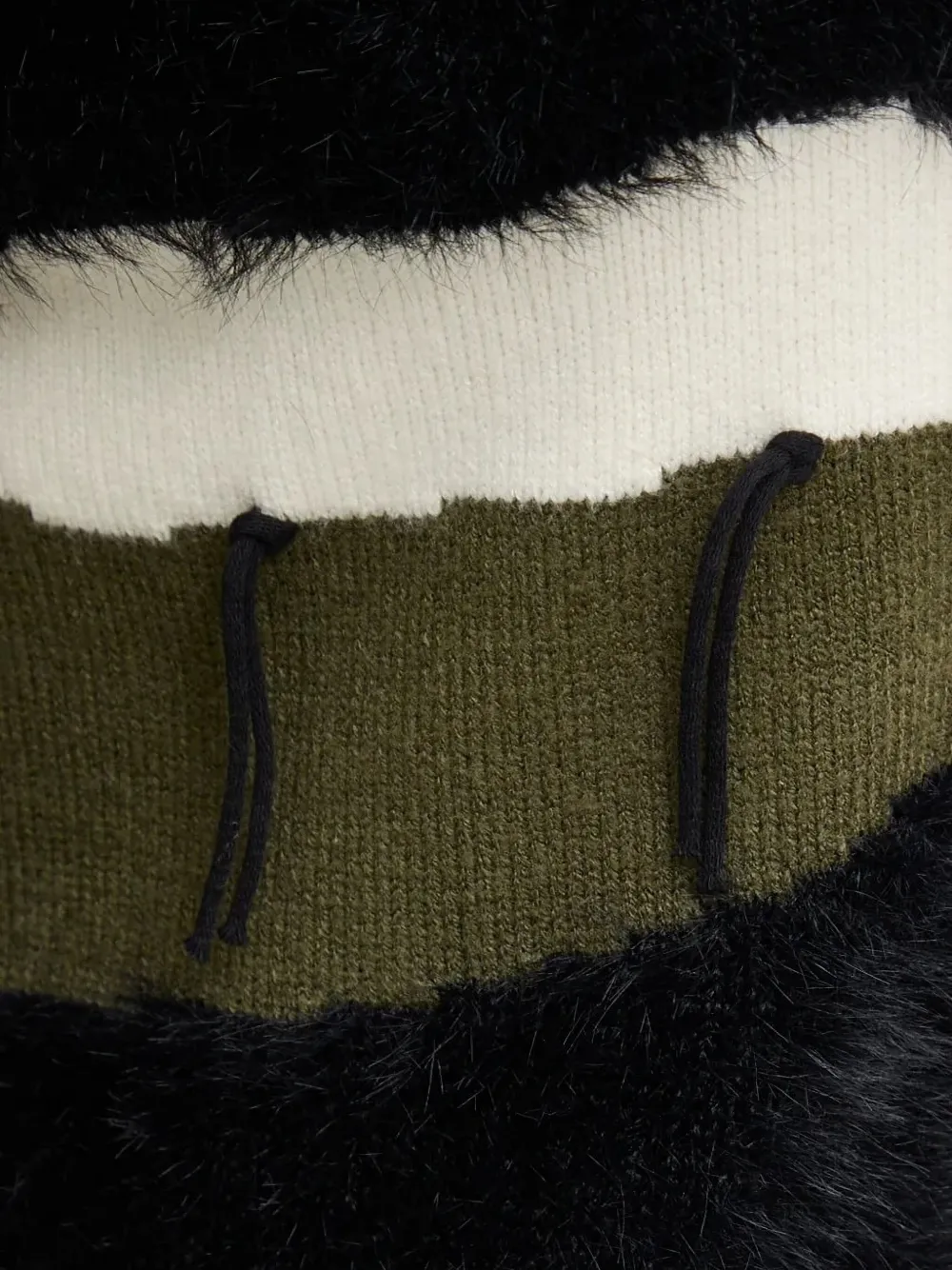 Silvian Heach Striped Fur-trimmed Cardigan In Green
