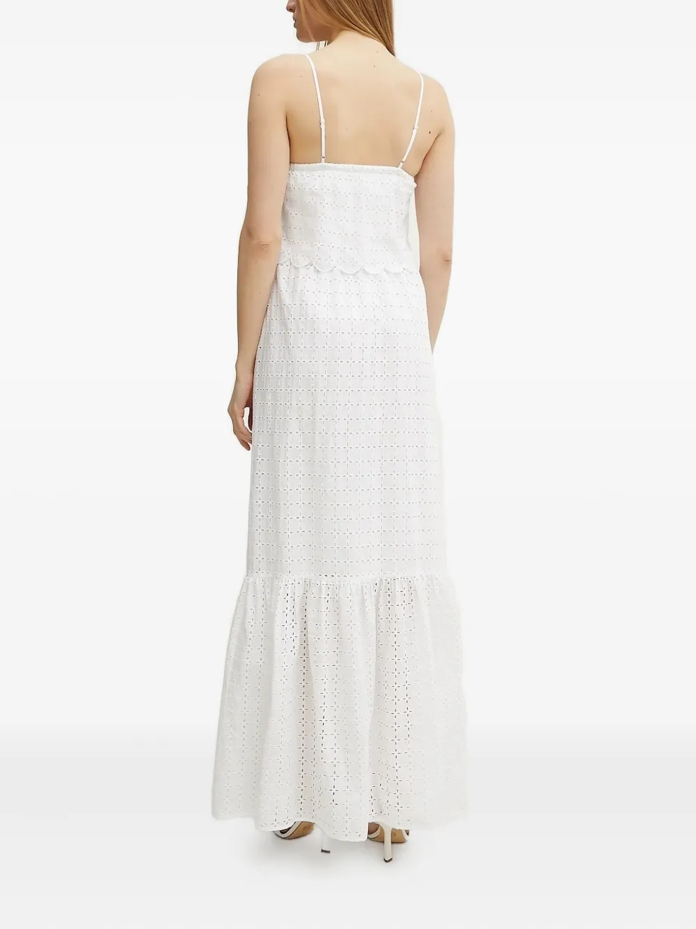 Silvian Heach Eyelet-embroidered Tiered Maxi Dress In White