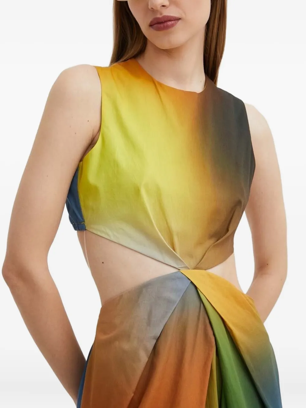 Silvian Heach Katoenen maxi-jurk met uitgesneden details Oranje