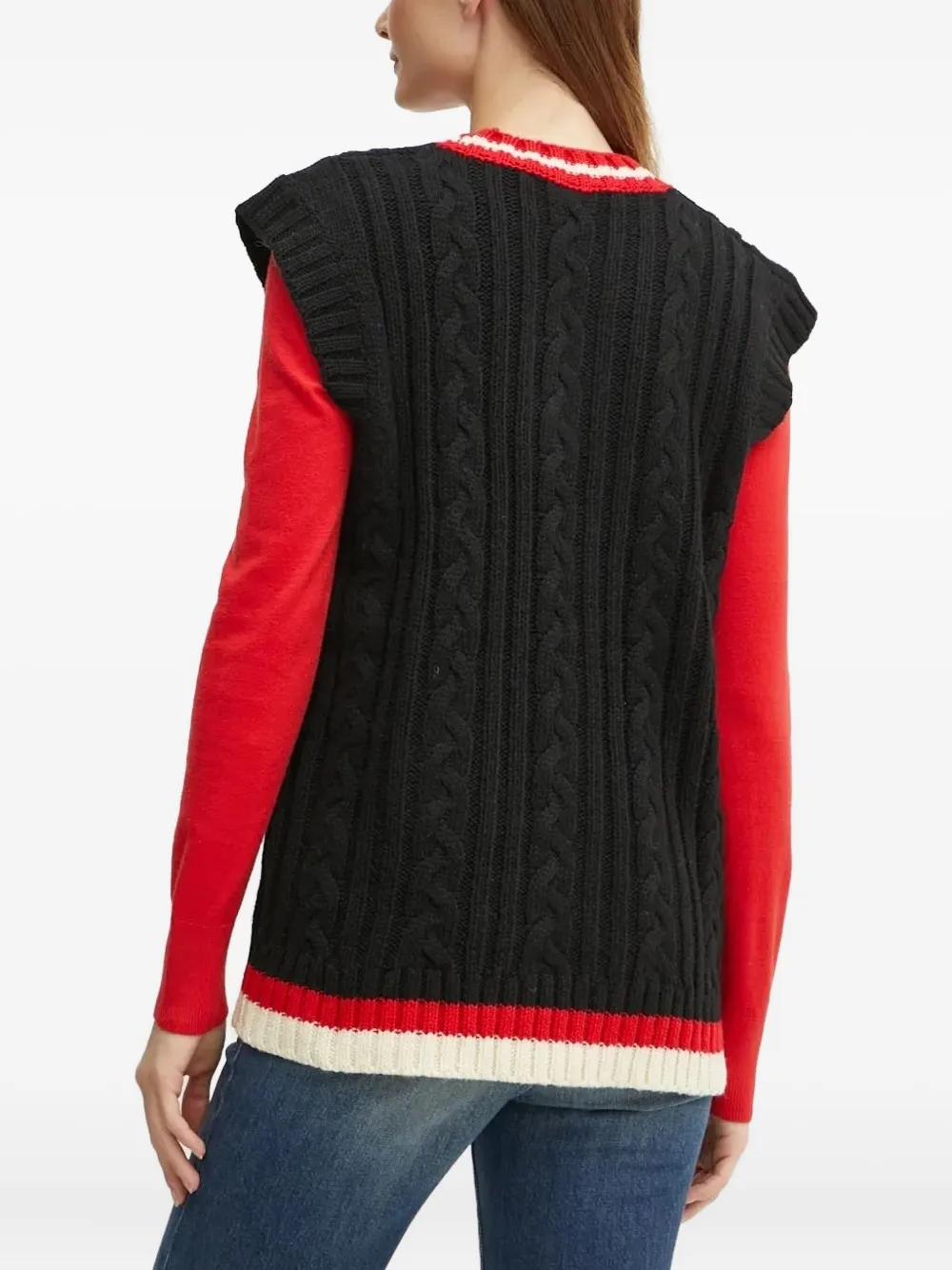 Silvian Heach Cable-knit Sweater Vest In Black