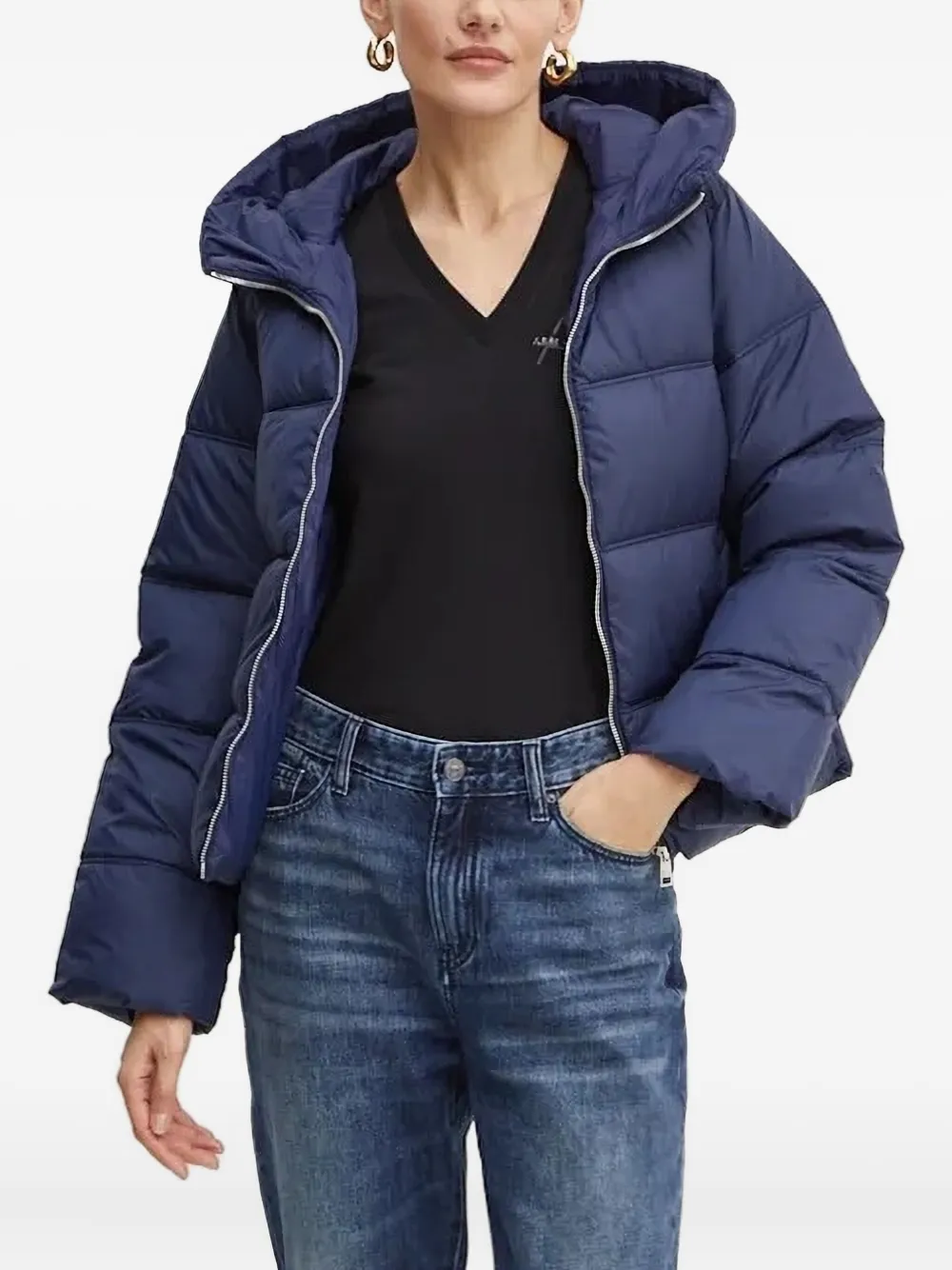 Silvian Heach hooded puffer jacket | Blue | Image 1