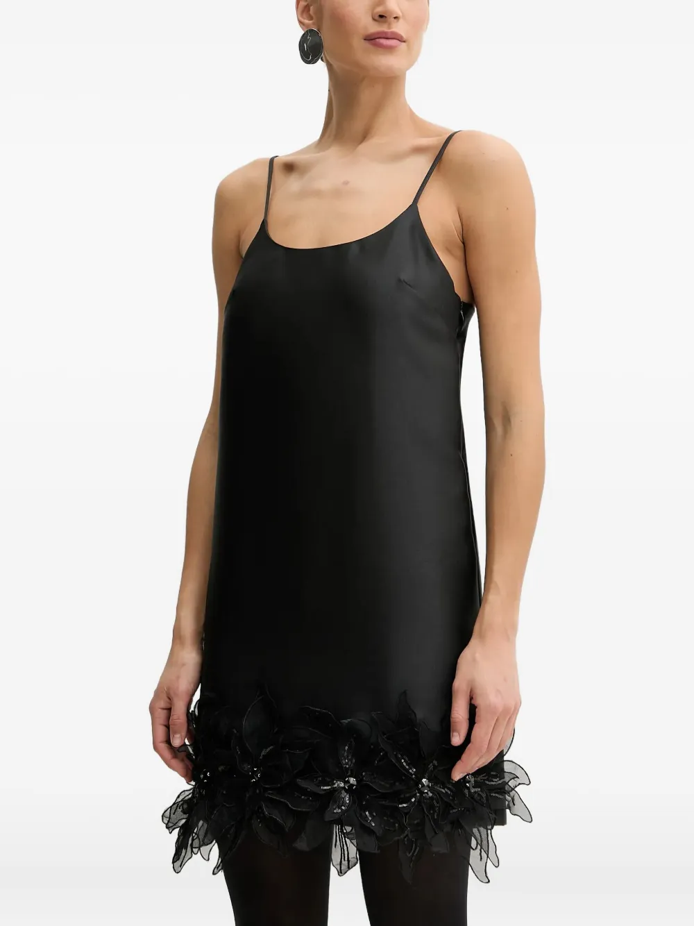 Silvian Heach Mini-jurk met pailletten en bloemapplicatie - Zwart