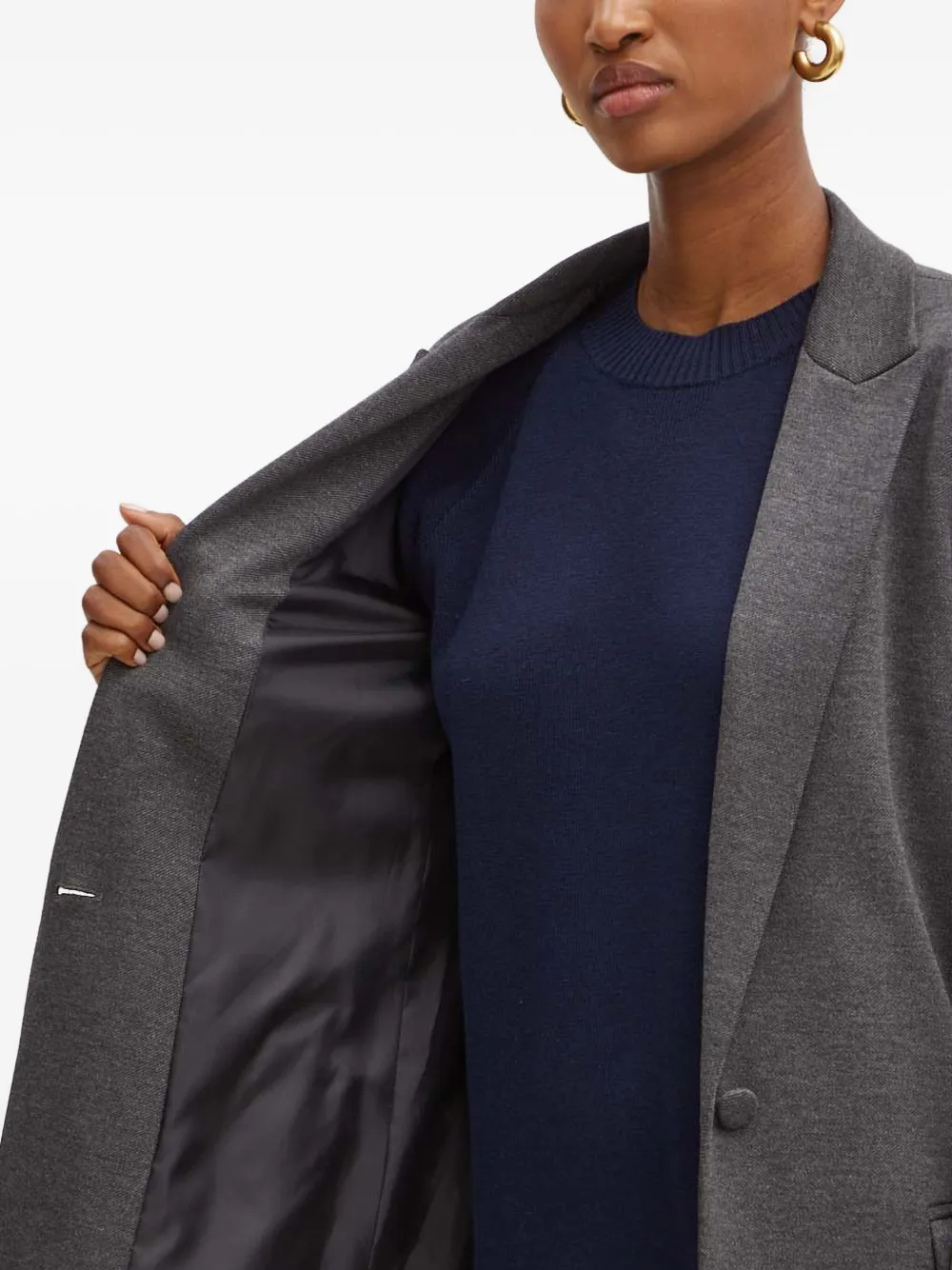 Silvian Heach Single-breasted Long-sleeve Blazer In Gray