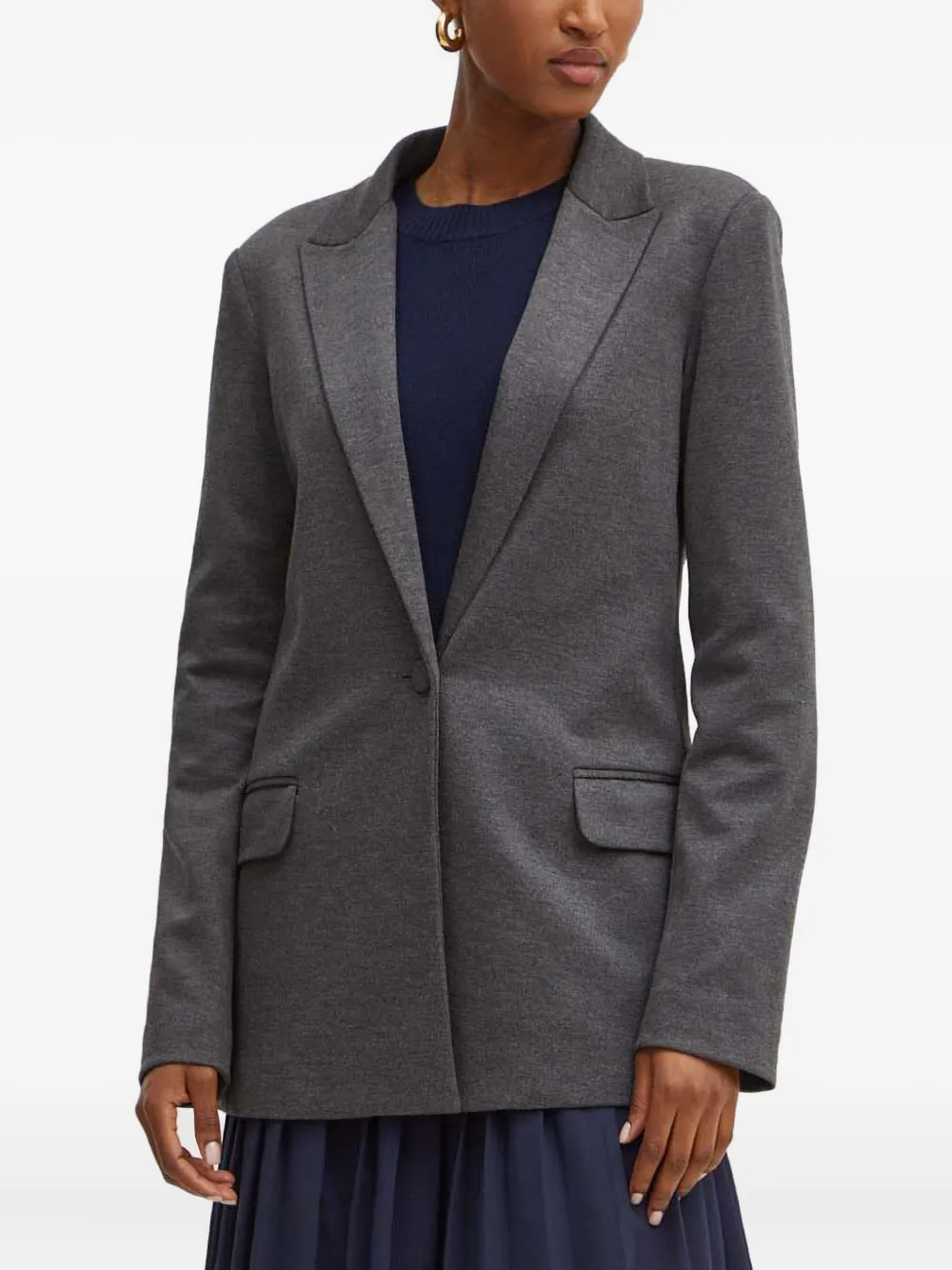 Silvian Heach Single-breasted Long-sleeve Blazer In Gray