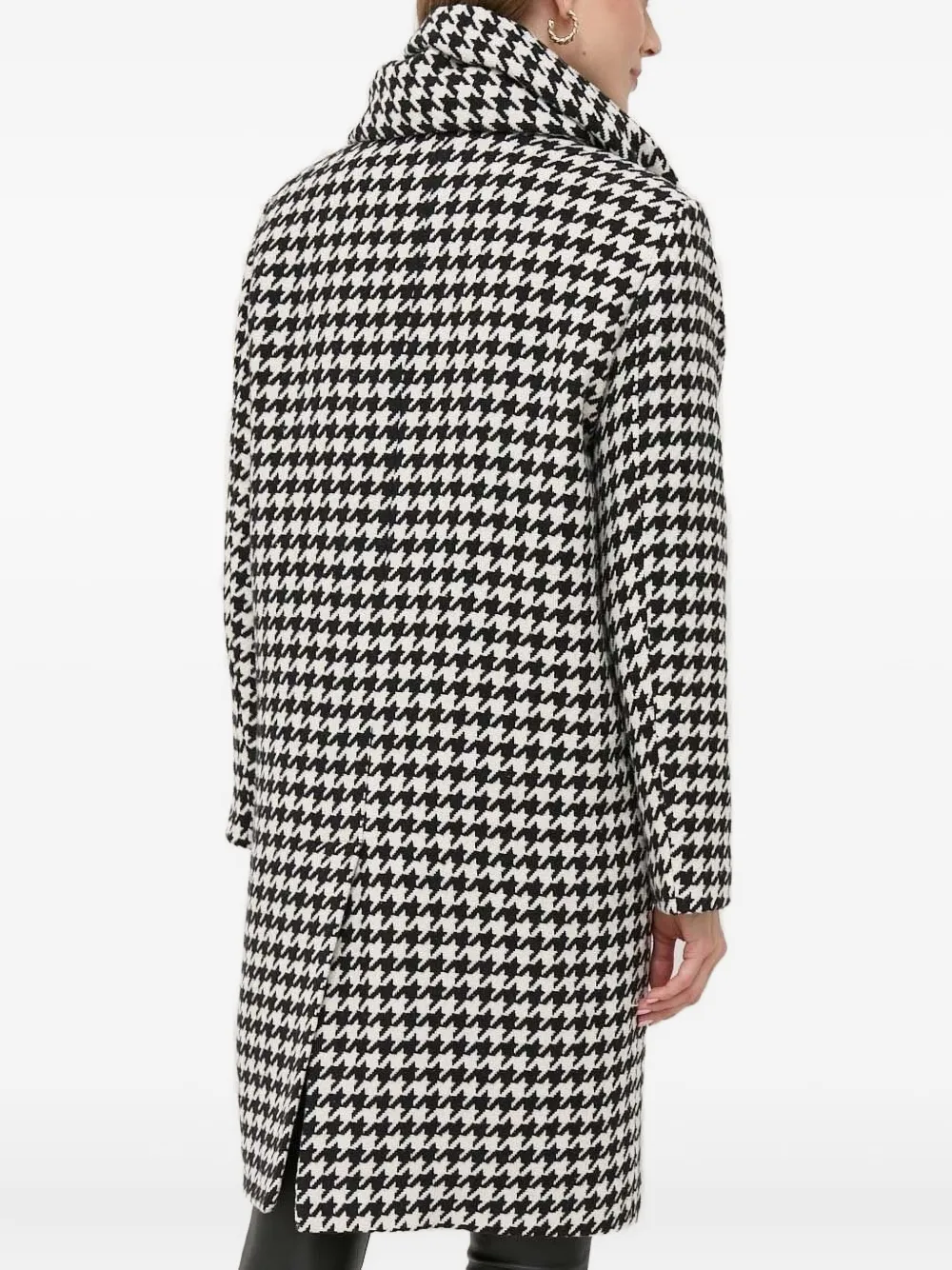 Silvian Heach Houndstooth Double-breasted Coat In Black