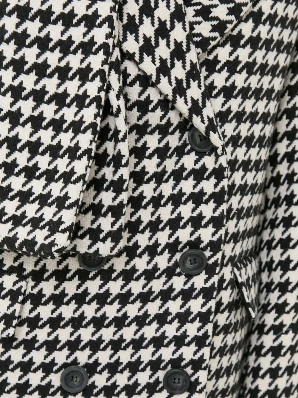 Silvian Heach Houndstooth Double-breasted Coat In Black