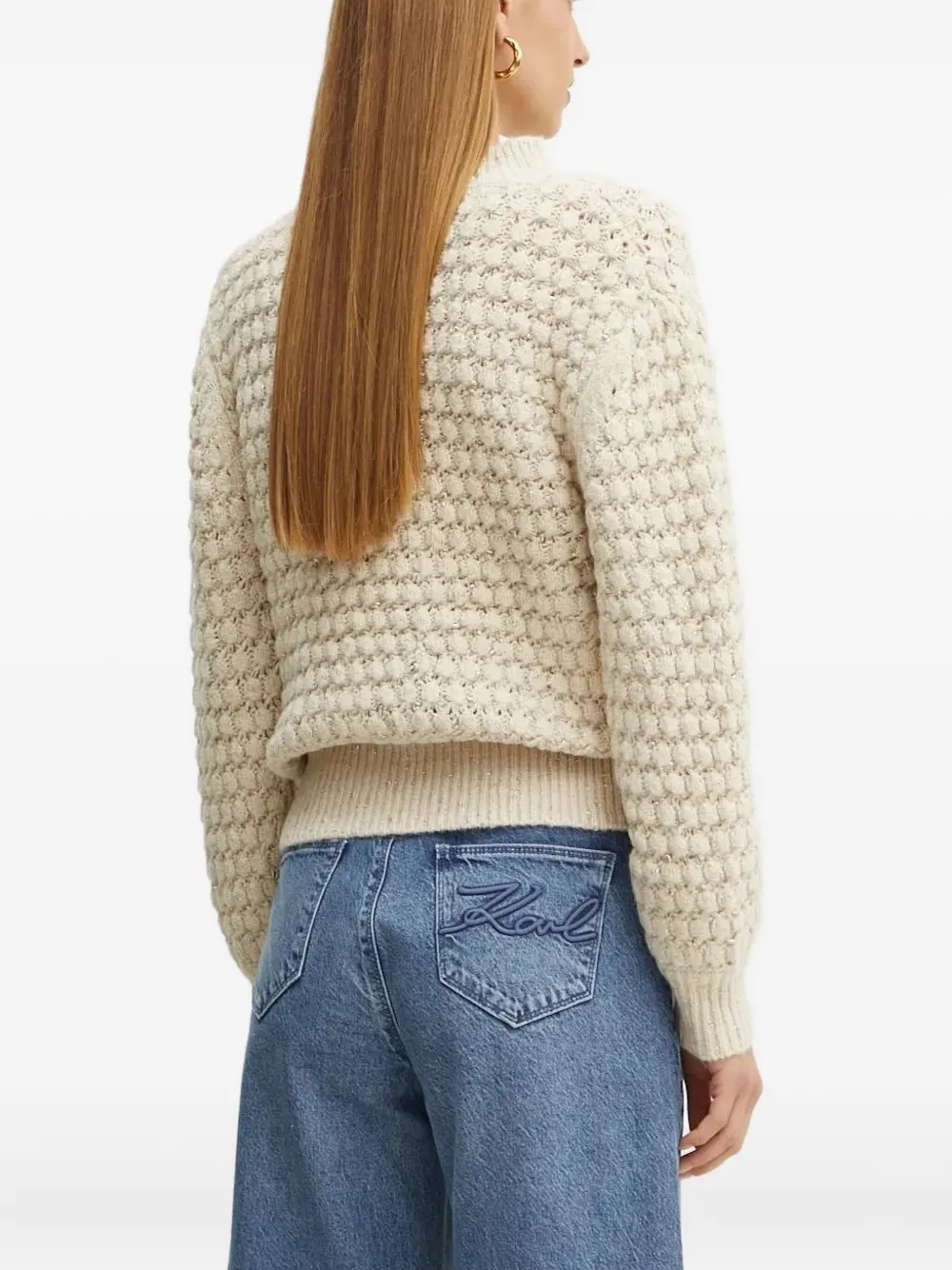 Silvian Heach Textured Crew-neck Sweater In White