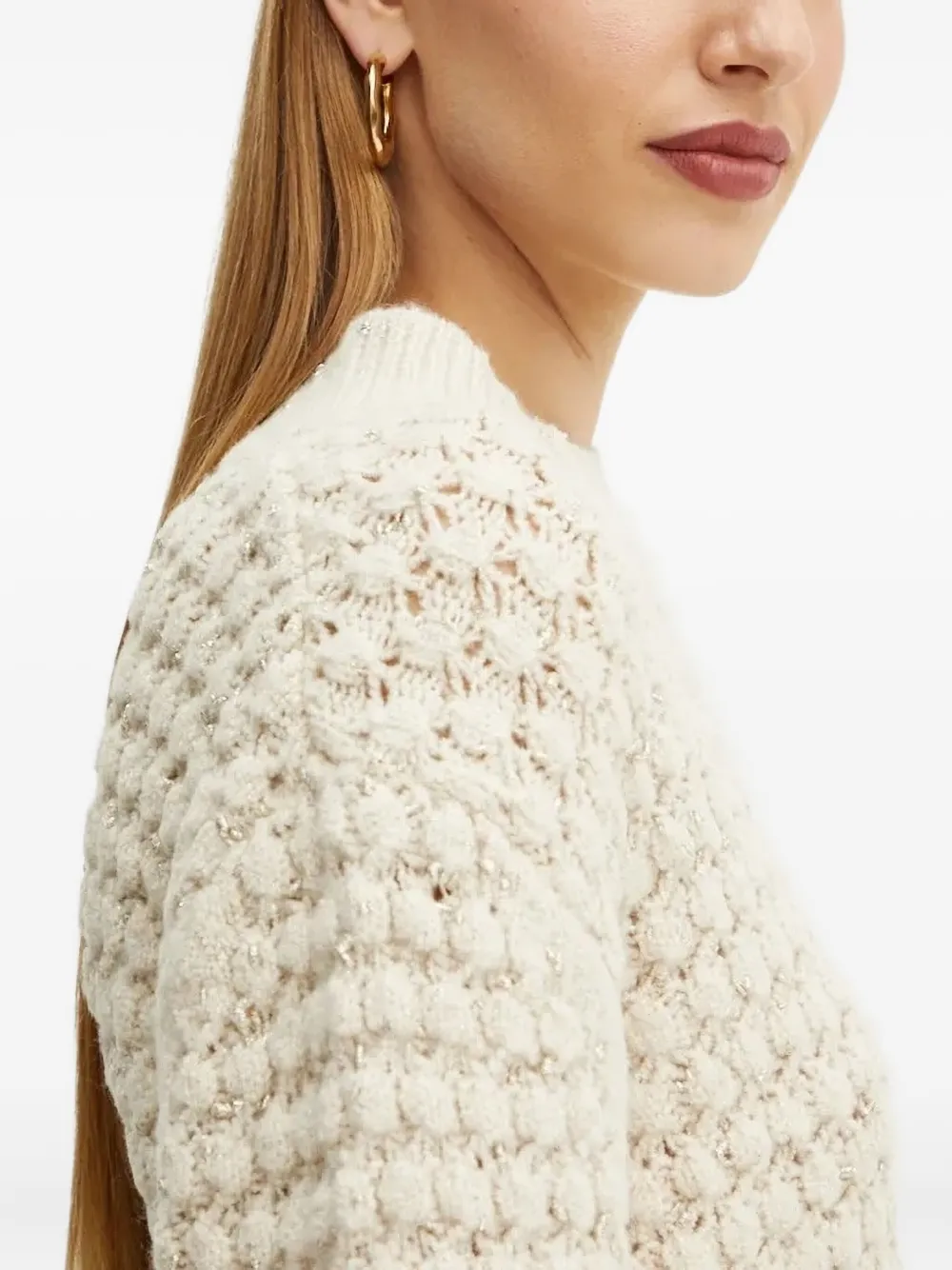Silvian Heach Textured Crew-neck Sweater In White