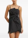 Silvian Heach bow-detail feather-trimmed mini dress - Black
