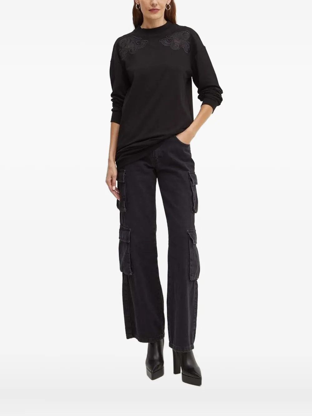 Silvian Heach Sweater verfraaid met kant en lange mouwen Zwart