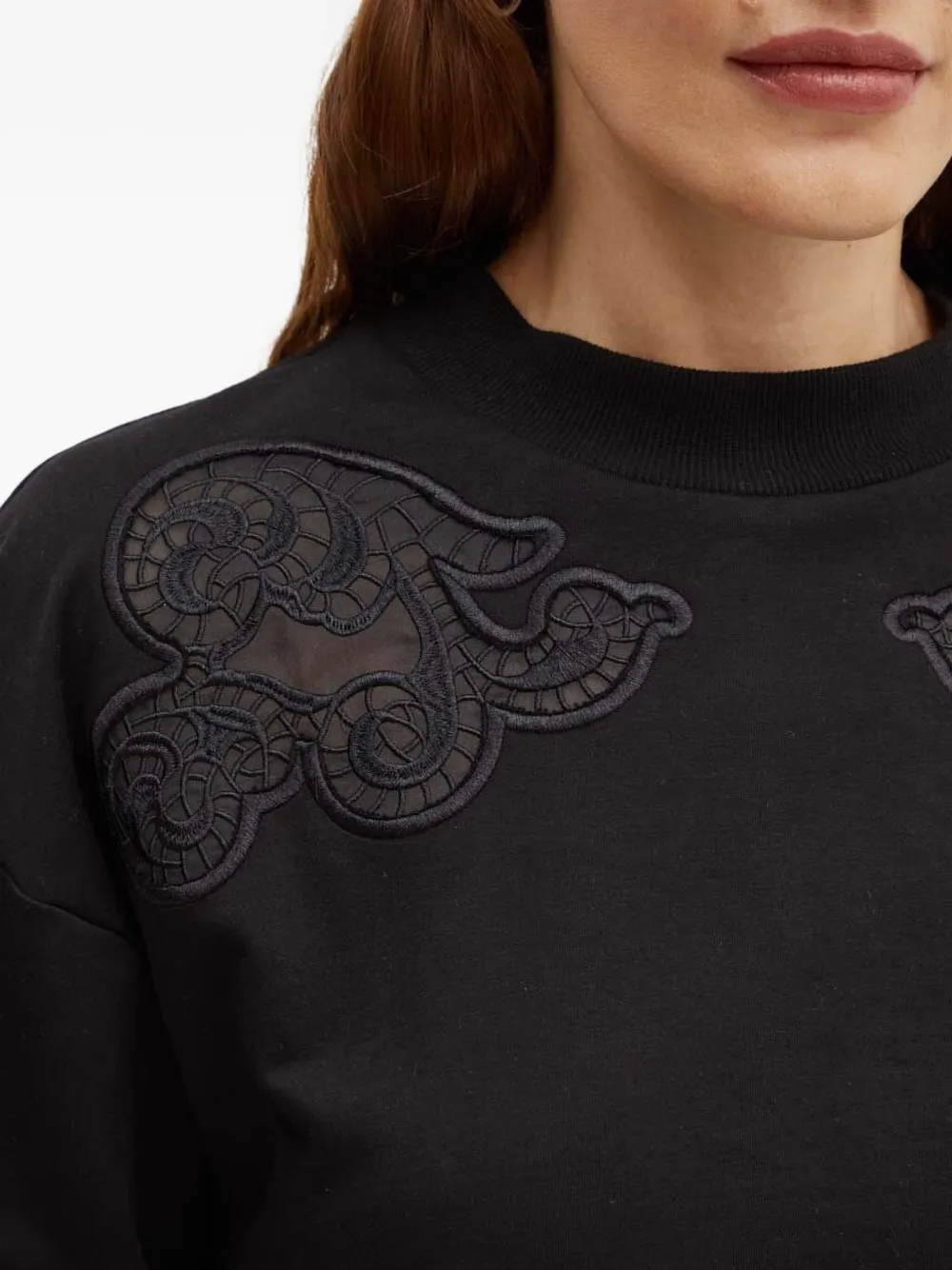 Silvian Heach Sweater verfraaid met kant en lange mouwen Zwart