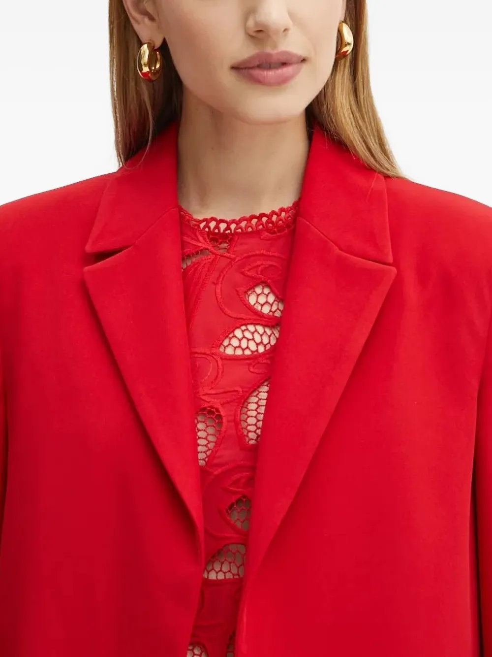Silvian Heach Long-sleeve Single-breasted Blazer In Red