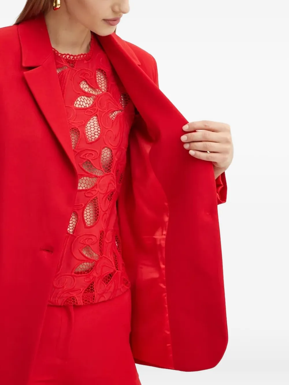 Silvian Heach Long-sleeve Single-breasted Blazer In Red