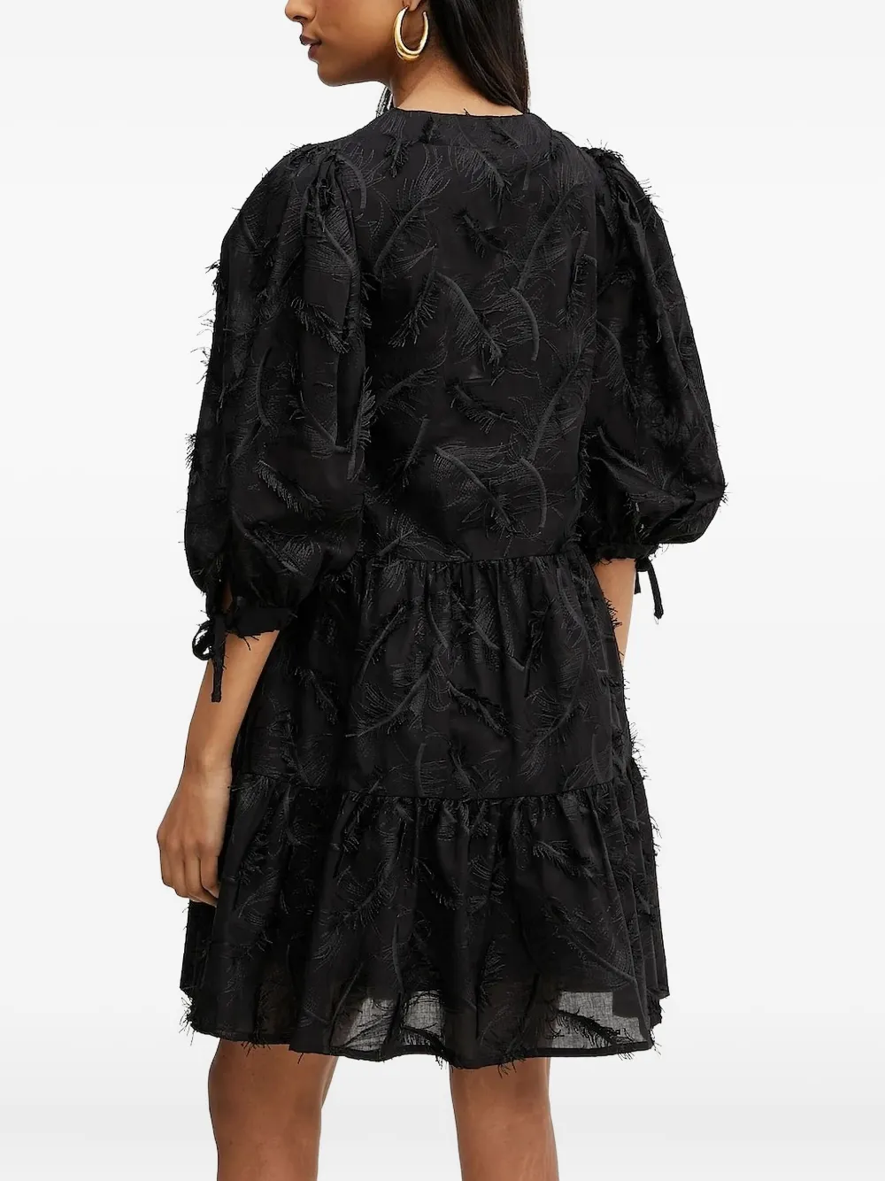Silvian Heach lace-up tiered mini dress Zwart