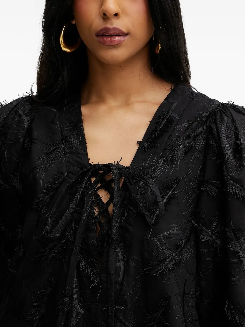 Silvian Heach lace-up tiered mini dress Zwart