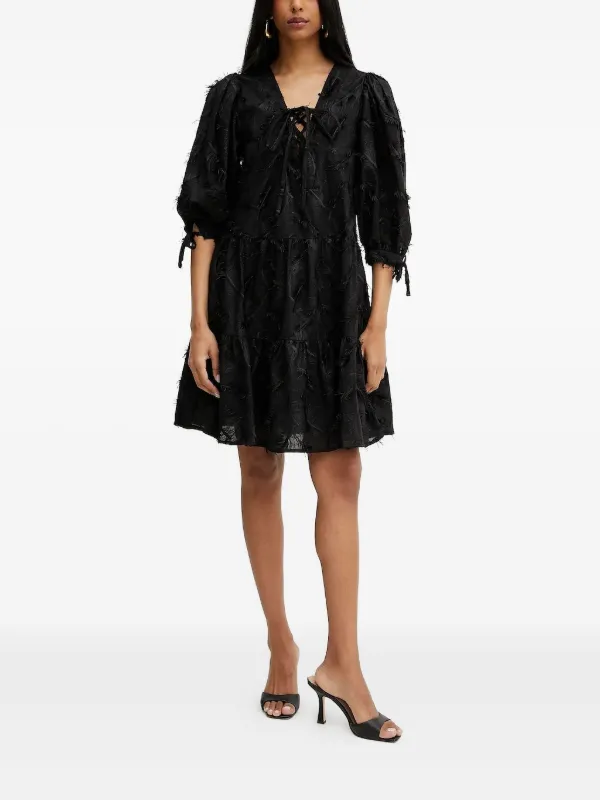 how to remove deodorant stains from black dress Black Mock Neck Tiered Mini Dress main image 1