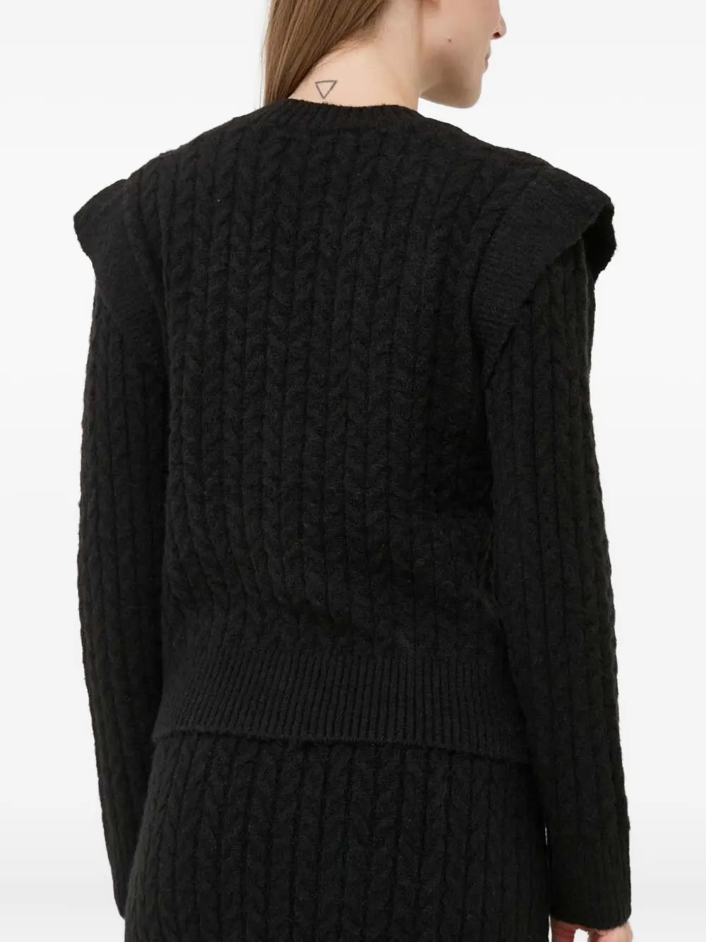 Silvian Heach Cable-knit Ruffled Sweater In Black
