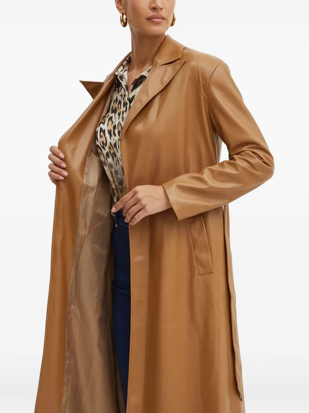 Silvian Heach Belted Lapels Coat In Burgundy