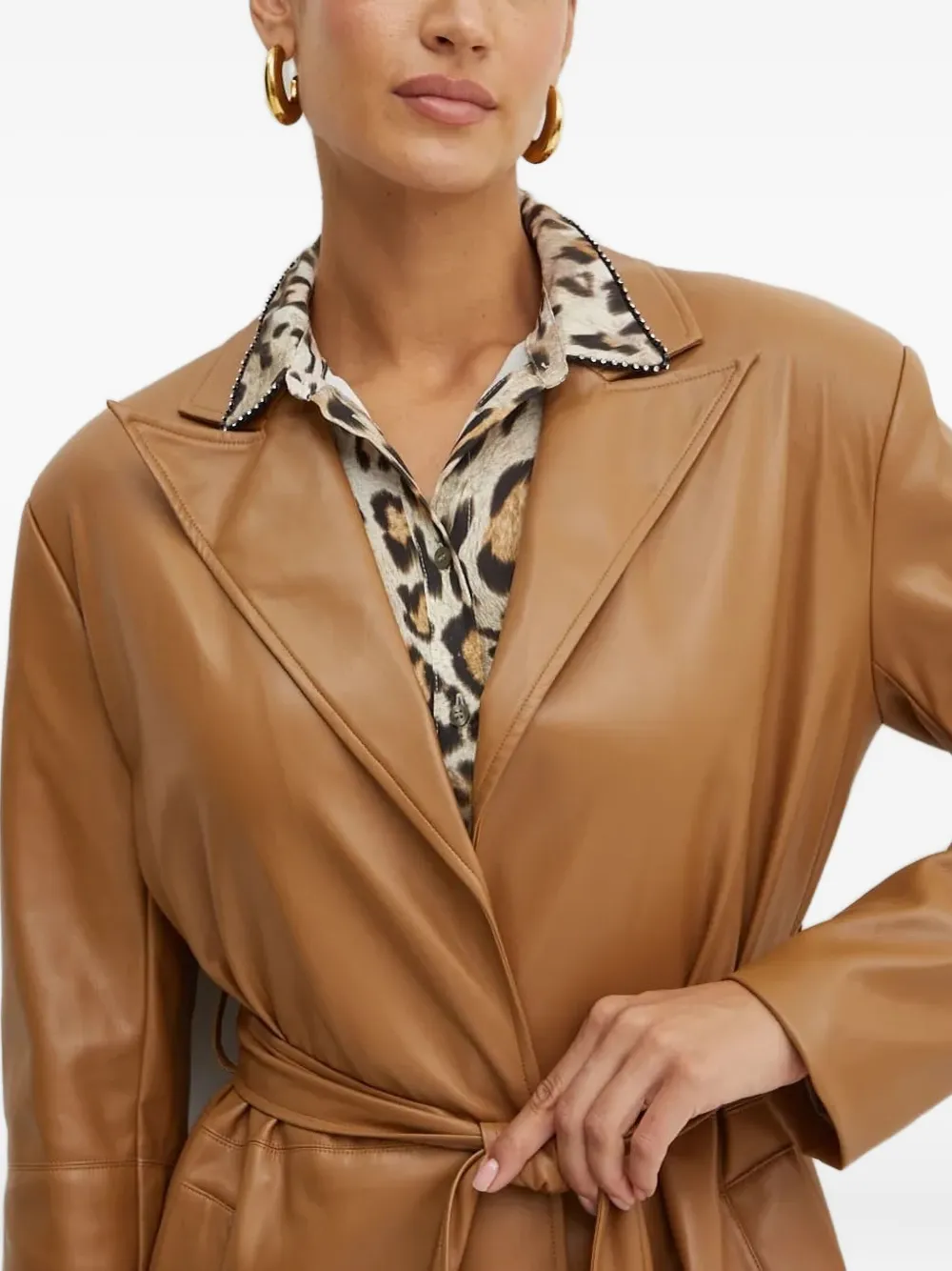 Silvian Heach Belted Lapels Coat In Burgundy