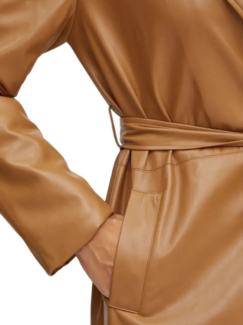 Silvian Heach Belted Lapels Coat In Burgundy