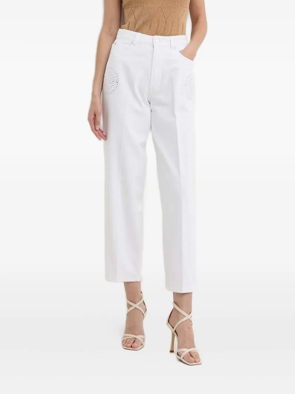 Silvian Heach Logo-patch Jeans In White