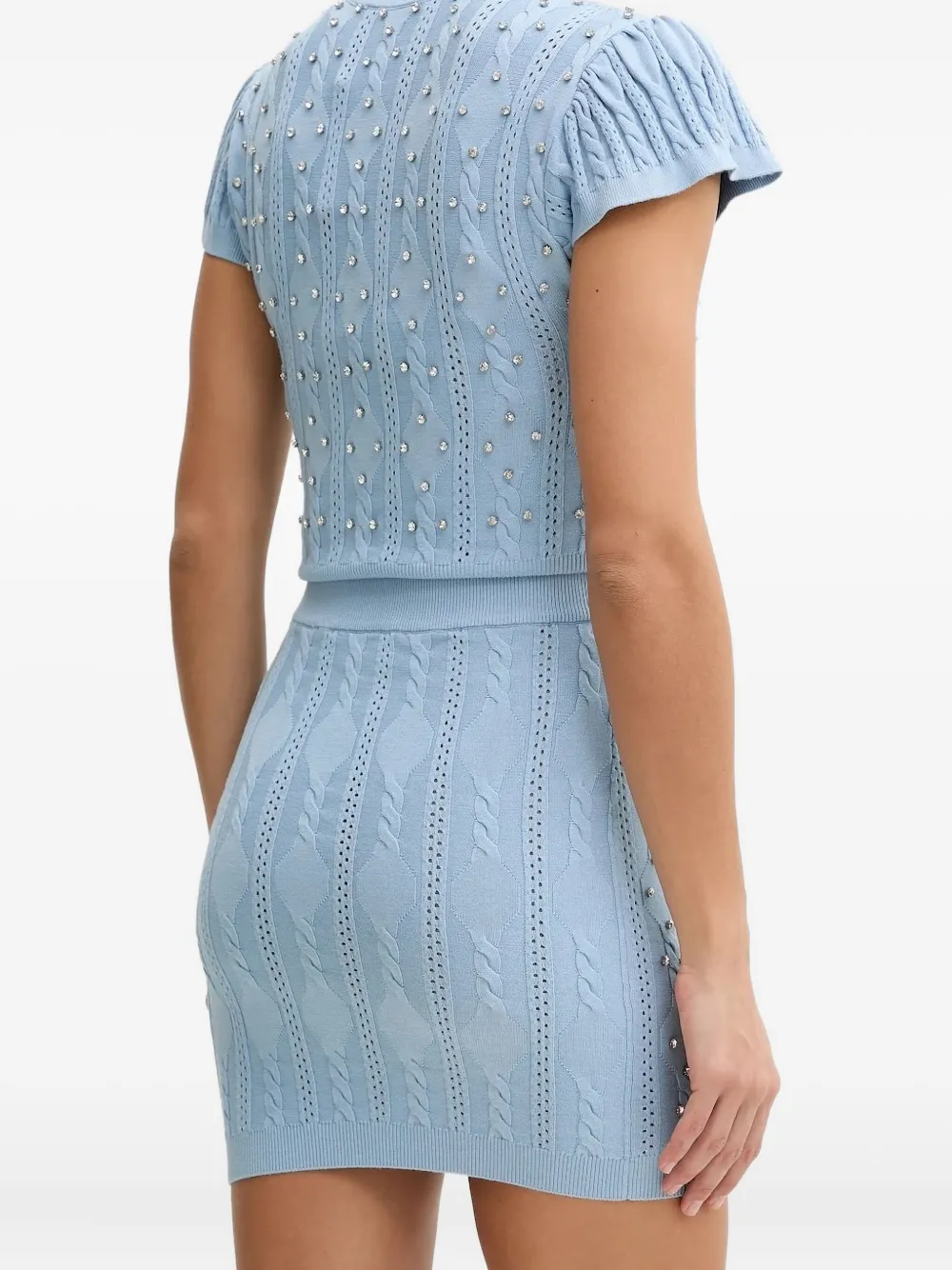 Silvian Heach Kabelgebreide verfraaide getailleerde mini-rok - Blauw