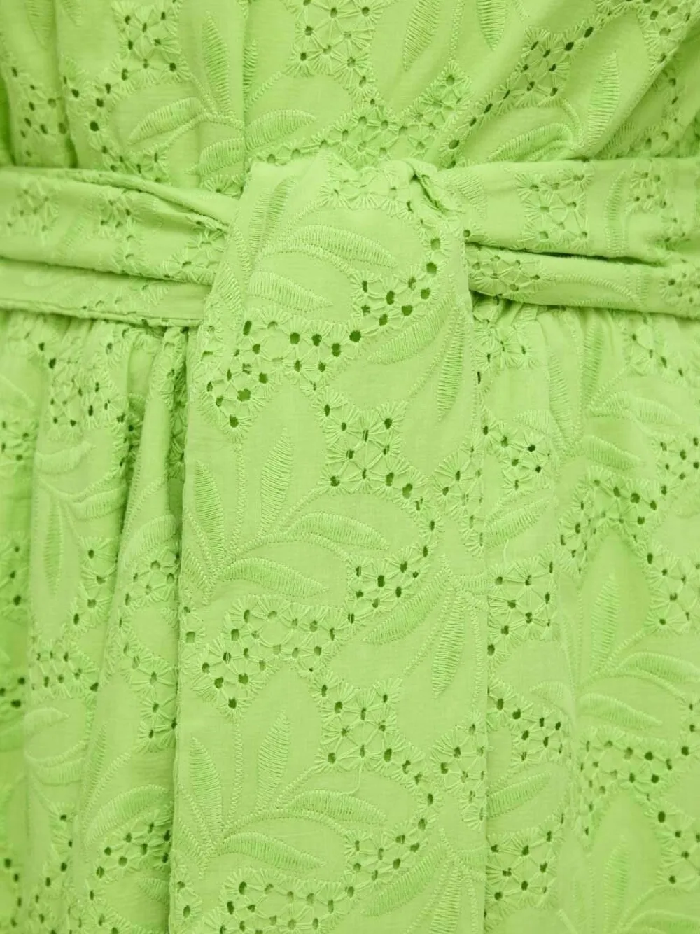 Silvian Heach Eyelet Puff-sleeve Mini Dress In Green
