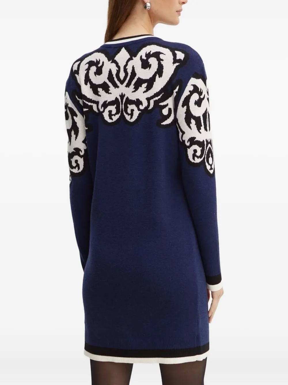 Silvian Heach Damask-embellishment Mini Dress In Blue