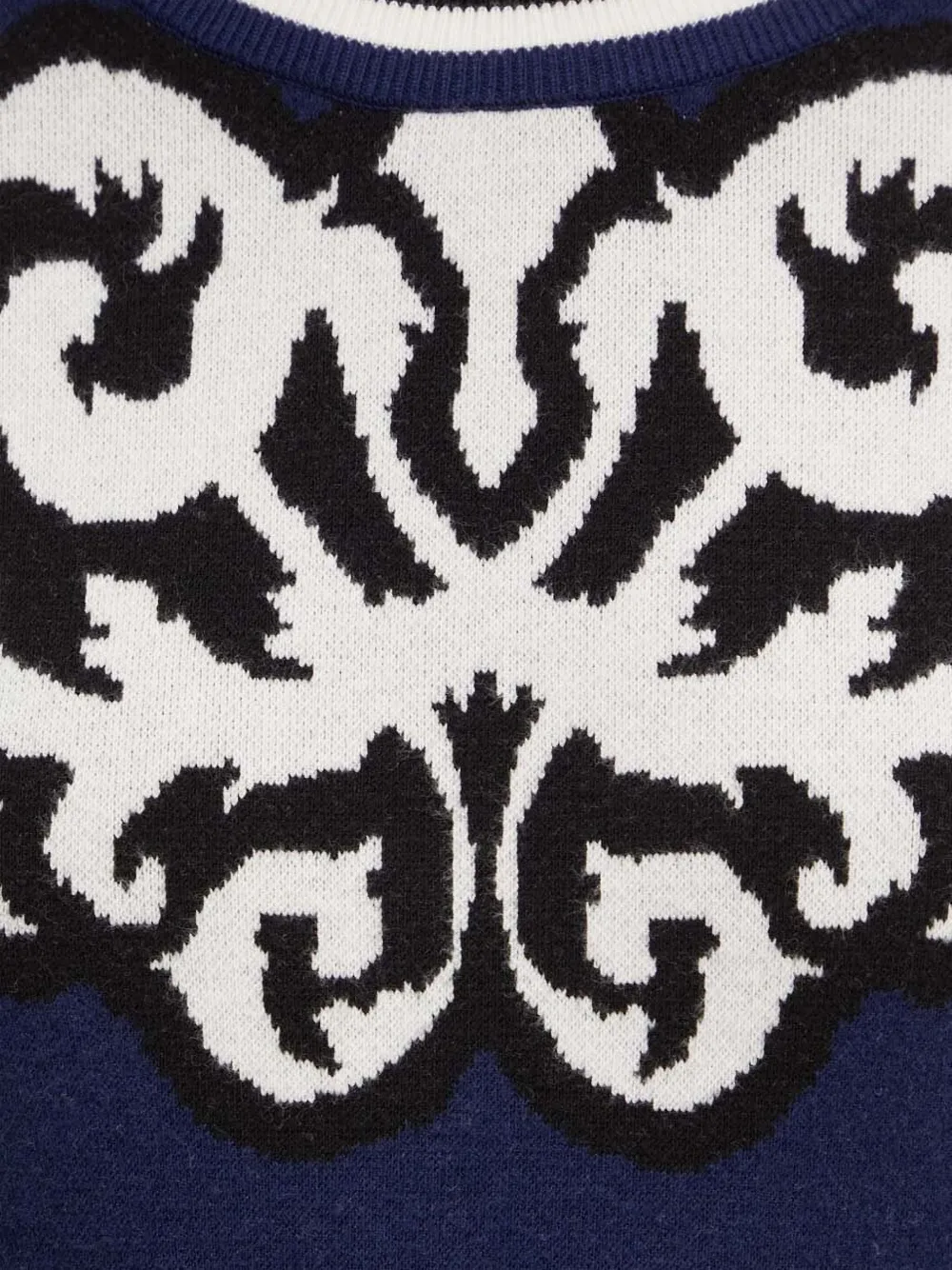 Silvian Heach Damask-embellishment Mini Dress In Blue