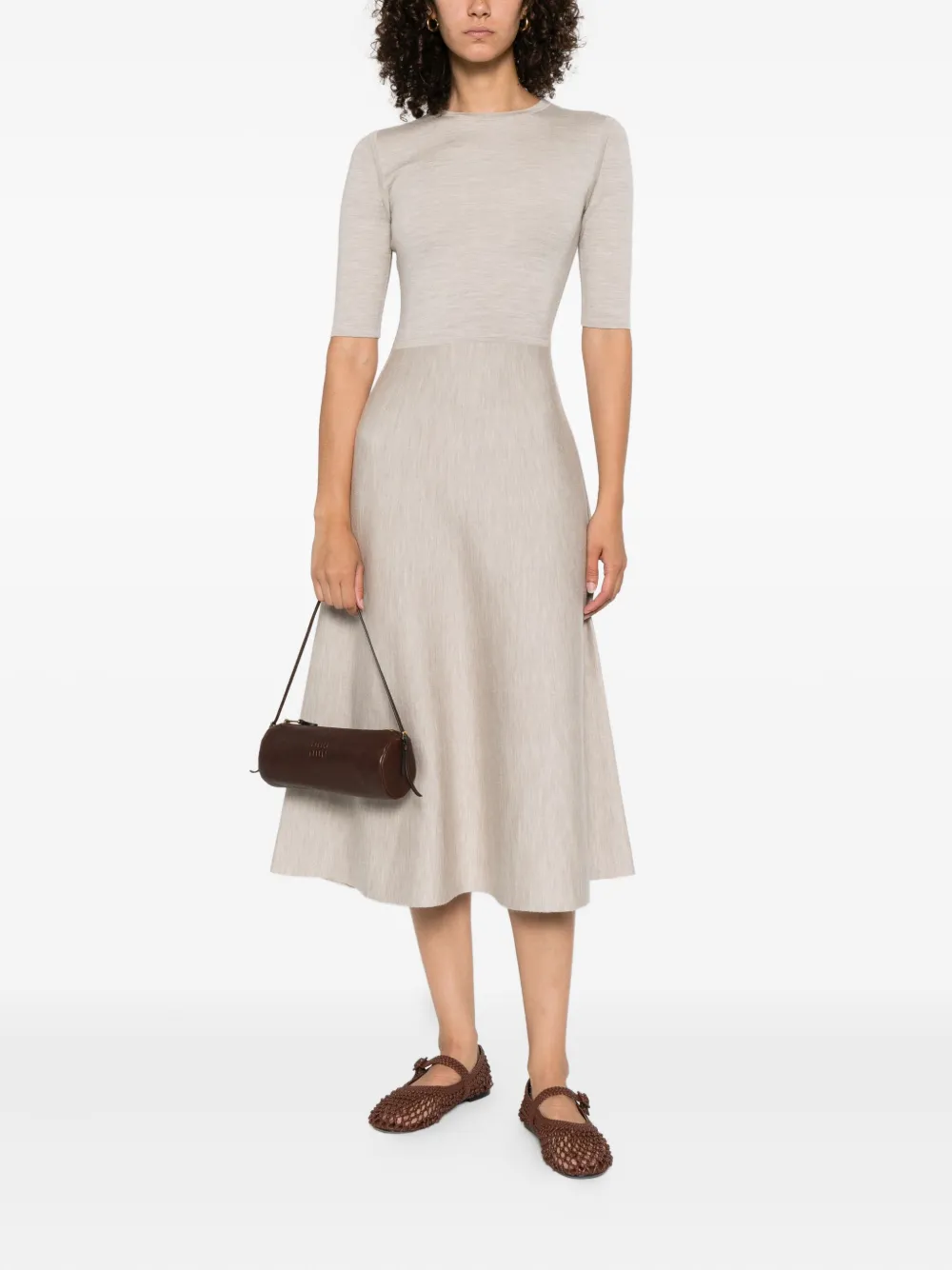 Gabriela Hearst A-lijn midi-jurk met halve mouwen Beige