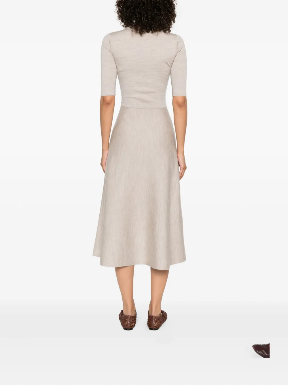 Gabriela Hearst A-lijn midi-jurk met halve mouwen Beige