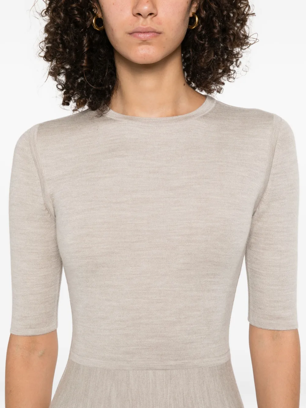 Gabriela Hearst A-lijn midi-jurk met halve mouwen Beige