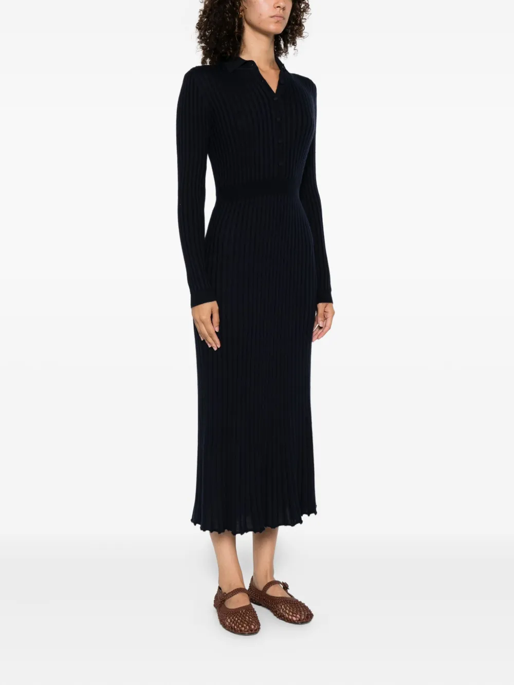 Gabriela Hearst Jurk met geribbelde kraag Blauw