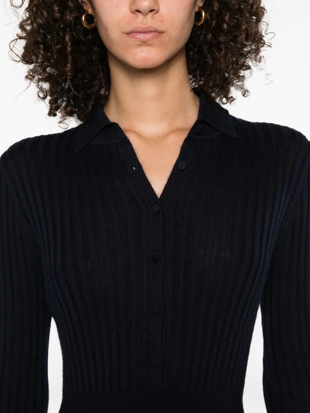 Gabriela Hearst Jurk met geribbelde kraag Blauw