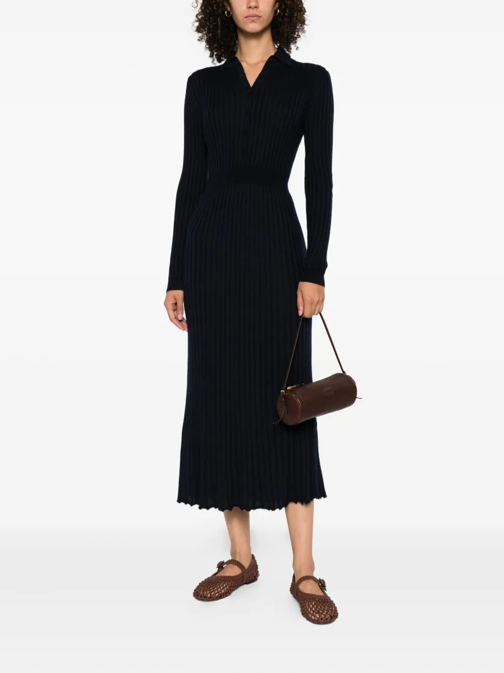 Gabriela Hearst Jurk met geribbelde kraag Blauw